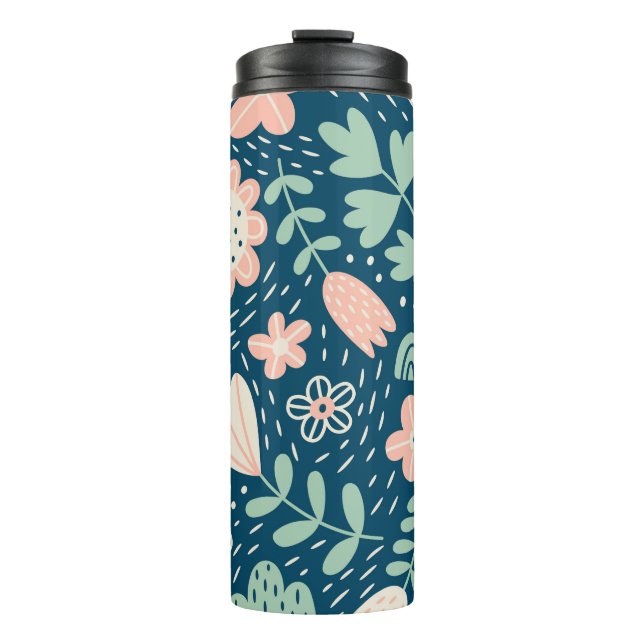 Hand drawn floral stilish fabric. Seamles pattern  Thermal Tumbler (Front)