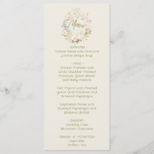 Hand Drawn Floral Summer Wedding Menu 