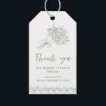 Hand Drawn Floral Thank You Bridal Shower Gift Tags<br><div class="desc">Add a heartfelt touch to your favours with these Hand Drawn Floral Thank You Bridal Shower Gift Tags. Designed in a soft sage green hue, each tag features a delicate hand-drawn bouquet of flowers, combining simple elegance with a charming farmers market-inspired look—perfect for saying “thank you” in style at your...</div>