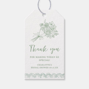 Hand Drawn Floral Thank You Bridal Shower Gift Tags