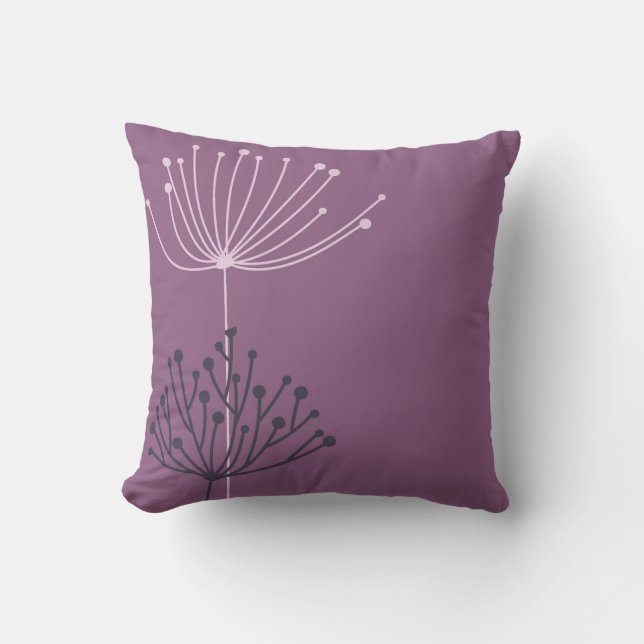 Hand-Drawn Floral Throw Pillow with Botanical Art (Front)