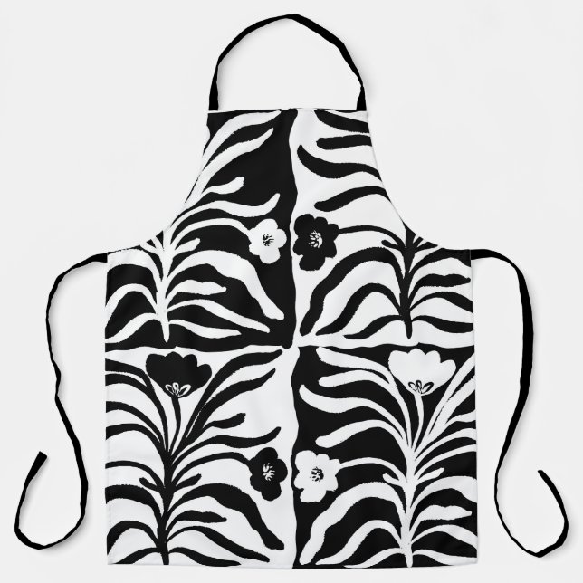 Hand Drawn Floral: Vintage Abstract Apron (Front)