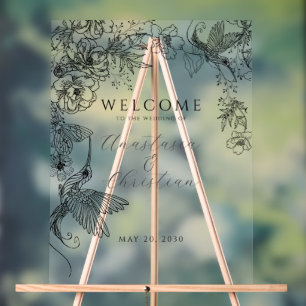 Hand Drawn Floral Wedding Acrylic Sign