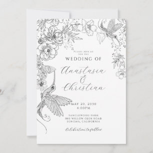 Hand Drawn Floral Wedding Invitation