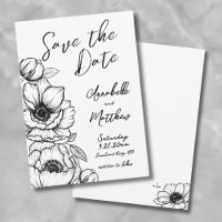 Hand Drawn Floral Wedding Save The Date