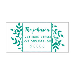 Hand drawn Floral Wreath Family Name Self-inking Stamp