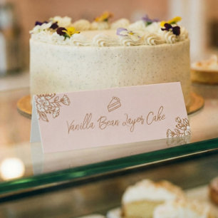 Hand Drawn Florals Pink Cake Pastry Bakery Counter