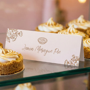 Hand Drawn Florals Pink Pie Pastry Bakery Counter