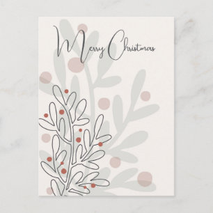 Hand drawn florar Christmas mistletoe Postcard