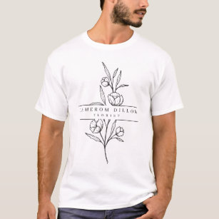 Hand Drawn Florist Flower Shop Business Uniform T-Shirt