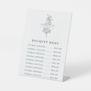 Hand Drawn Florist Flower Shop Price List Pedestal Sign