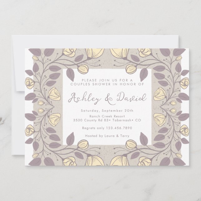 Hand Drawn Flower | Couples Bridal Shower Invitation (Front)