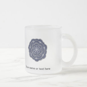 Hand Drawn Flower Doily Design Frosted Glass Coffee Mug