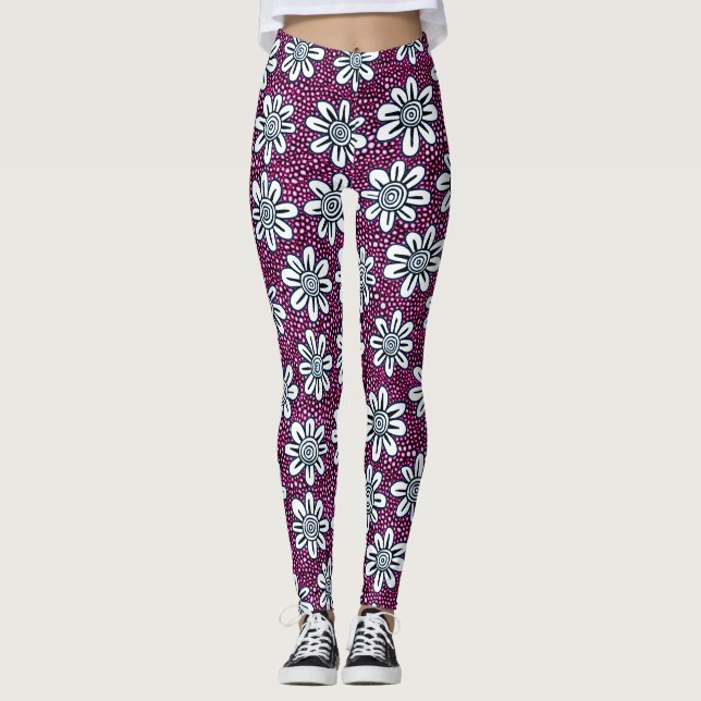 Hand Drawn Flower Pattern 140617 - Colours 02 Leggings (Front)