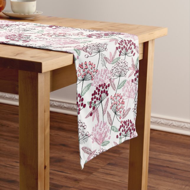Hand Drawn Flower Pattern Medium Table Runner (In Situ)