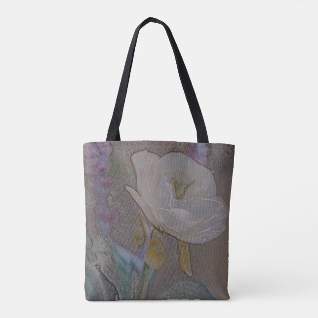 Hand Drawn Flower Purse Tote Bag - Flower Art (Back)