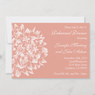 Hand Drawn Flower Rehearsal Dinner Invite (Peach)