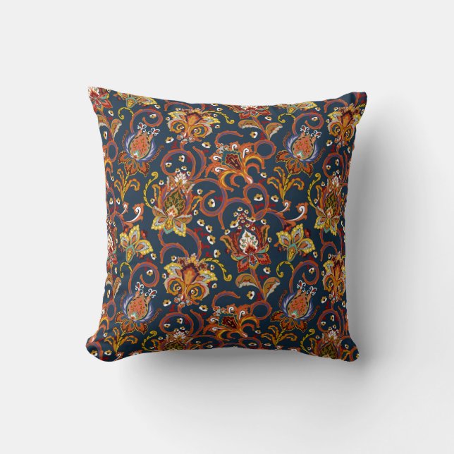 Hand drawn flower seamless pattern (tile). Colorfu Cushion (Front)