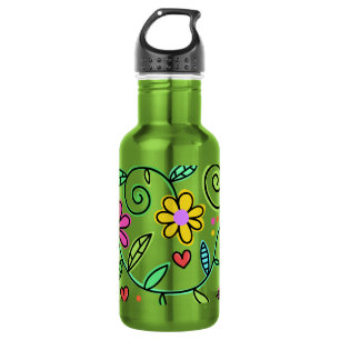 Hand Drawn Flowers Colourful Floral  532 Ml Water Bottle