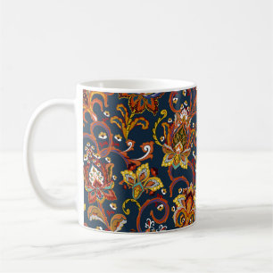 Hand Drawn Flowers: Colourful Navy Pattern Coffee Mug