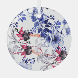 Hand Drawn Flowers: Colourful Watercolor Glass Tree Decoration