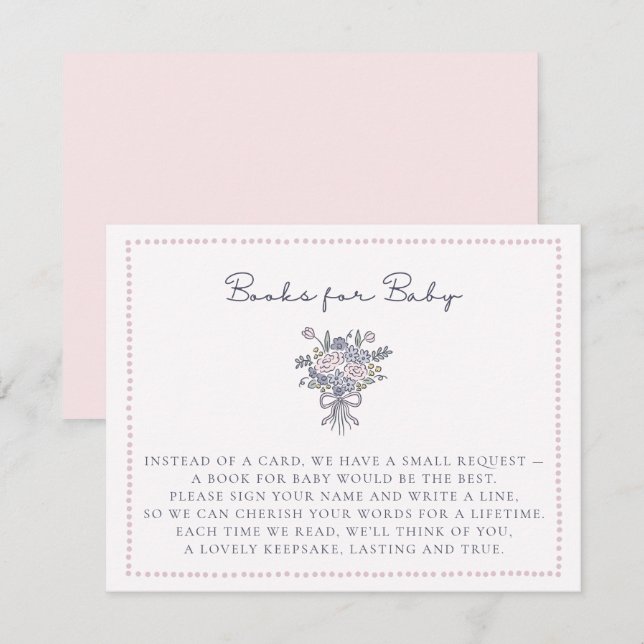 Hand-drawn flowers dotted frame books for baby  invitation (Front/Back)