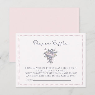 Hand drawn flowers dotted frame diaper raffle card
