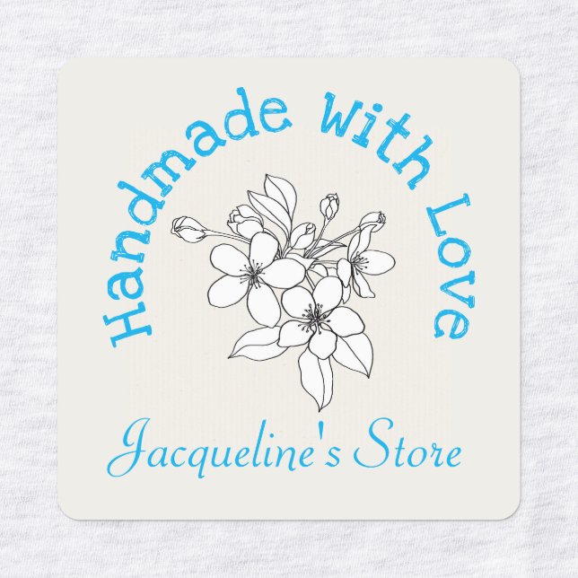 Hand drawn flowers Handmade with Love Personalised (Design 2)