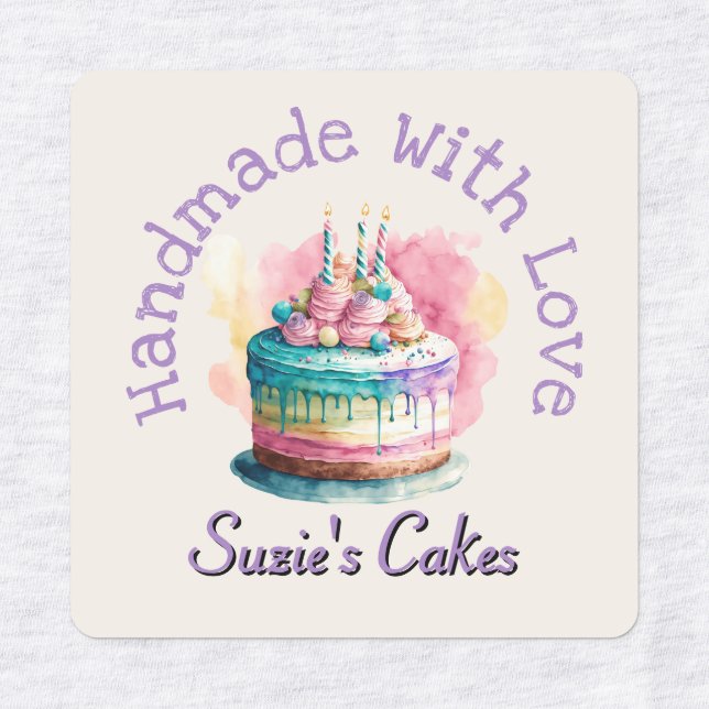 Hand drawn flowers Handmade with Love Personalised (Design 1)