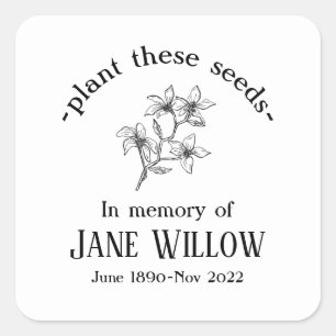 Hand Drawn Flowers Memorial Plant Seeds Square Sticker