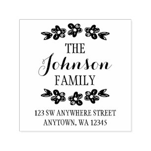 Hand Drawn Flowers Return Address Self-inking Stamp