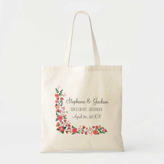 Hand Drawn Flowers Tote Bag (Front)