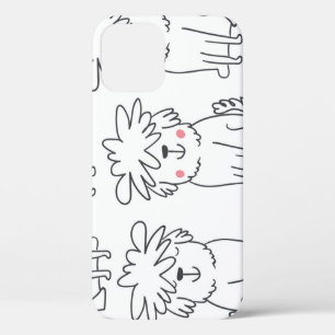 Hand-drawn fluffy dogs: vintage pattern. iPhone 12 case