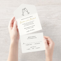 Hand Drawn Flutes Doodle Modern Wedding