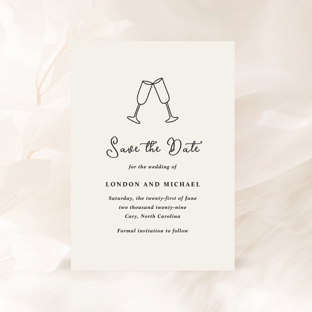 Hand Drawn Flutes Doodle Modern Wedding Save The Date (Creator Uploaded)
