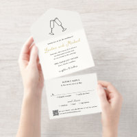 Hand Drawn Flutes Doodle QR Code Modern Wedding