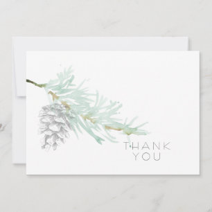 Hand-Drawn Foliage Pine Cone Simple Funeral Thank You Card