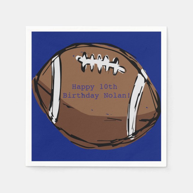 Hand drawn Football Birthday Party Paper Napkins (Front)