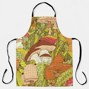 Hand drawn forest pattern with different types of apron