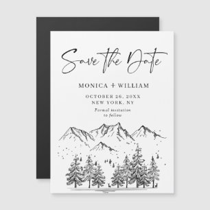 Hand Drawn Forest Save the Date Magnetic Card