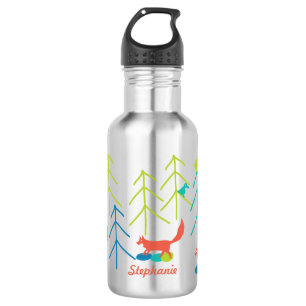 Hand Drawn Fox Bright Colour Neon Pattern 532 Ml Water Bottle