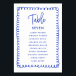 Hand Drawn French Blue Wedding Seating Chart Table Number<br><div class="desc">Hand Drawn French Blue Wedding Seating Chart Table Number</div>