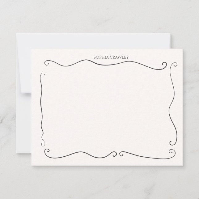 Hand Drawn French Blue Whimsical Personalized Card (Front)