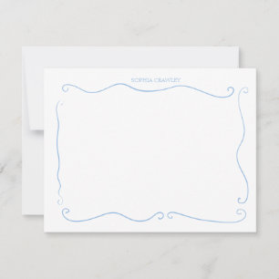 Hand Drawn French Blue Whimsical Personalized Card