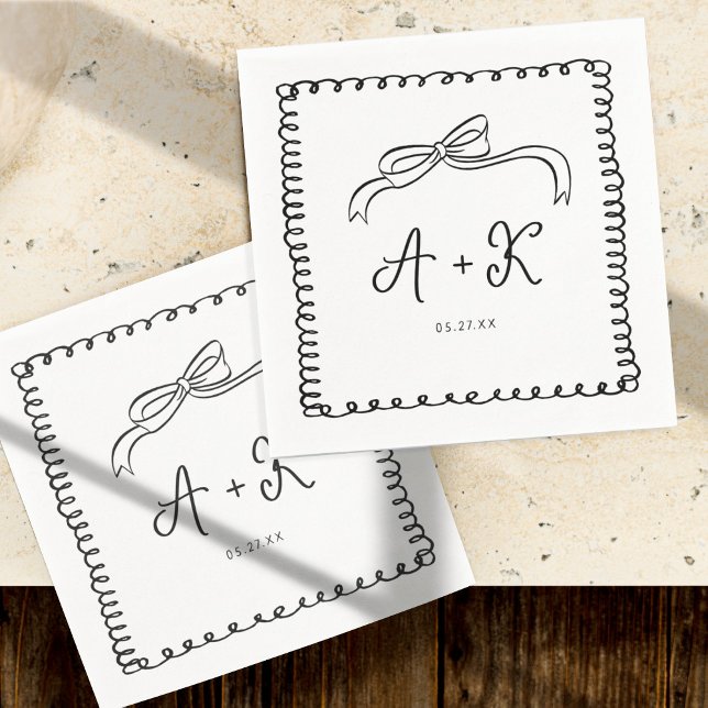 Hand Drawn French Fun Wedding Monogram Napkin (Creator Uploaded)