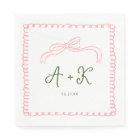 Hand Drawn French Pink and Green Wedding Monogram