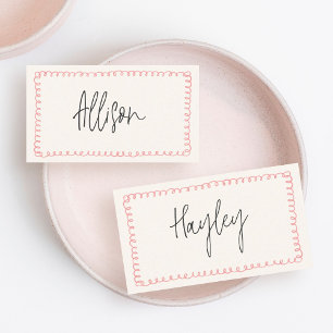Hand Drawn French Vintage Wedding Name Flat Place Card