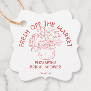 Hand Drawn Fresh Off Market Coral Bridal Shower Favour Tags
