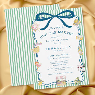 Hand Drawn Fresh Off Market Green Bridal Shower Invitation