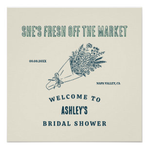 Hand Drawn Fresh Off the Market Bridal Shower Poster